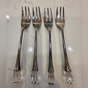 Silver-Tone Glass Top Dessert Forks Set of 4